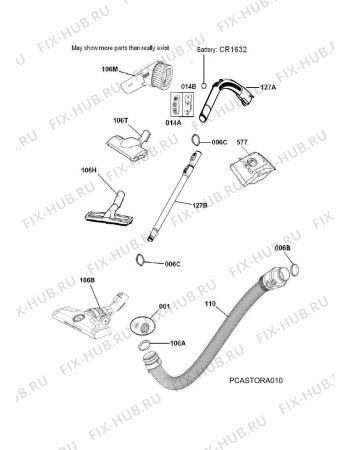 Взрыв-схема пылесоса Electrolux ZSP4302S - Схема узла Accessories